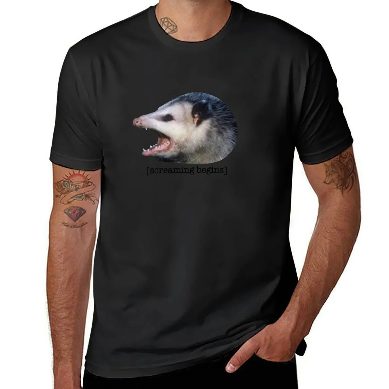 screaming begins opossum T-Shirt boys whites funnys aesthetic clothes oversized sweat shirts, men