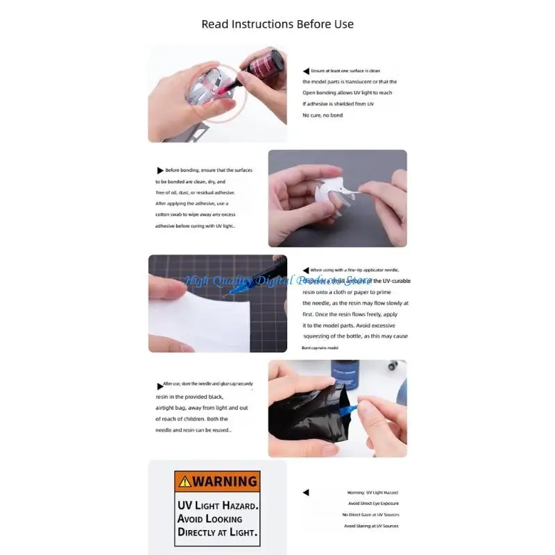 U2JE Activated Adhesive with Needle Tip Applicator Quick Drying Models Repair Adhesive for Model Making Equipment Repair