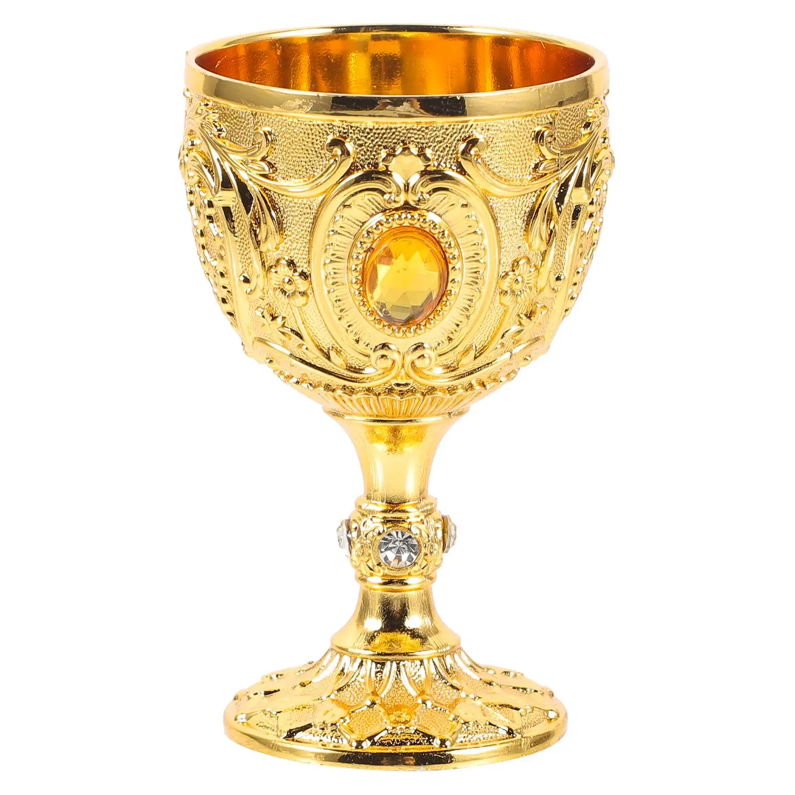 

Retro 30ml Cup Vintage Glass Home Use Reusable Metal Camping Tea Cup Small Drink Glass Embossed Design