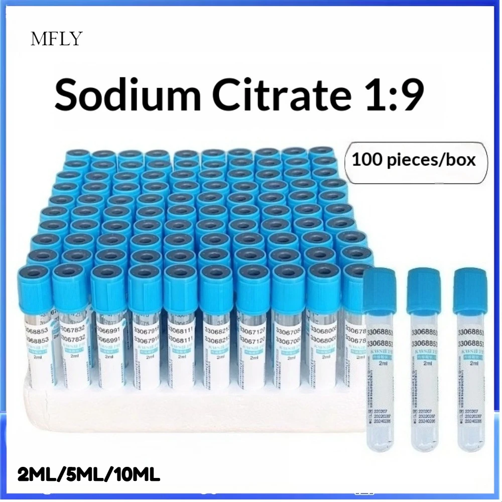 100pcs/lot Disposable Sterile Vacuum Blood Collection Tube Sodium Citrate 1:9 Laboratory Test PRP Tube Plastic Tubes Blue Top