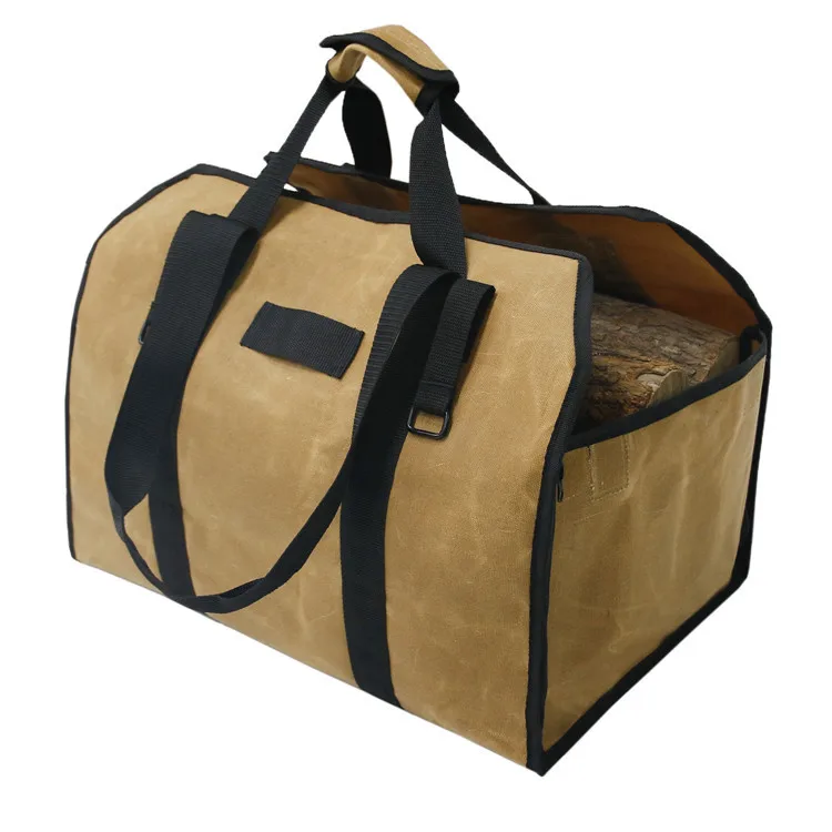 Outdoor Camping Large-capacity Firewood Storage Bag Waterproof Dual-purpose Handbag Wet Wax Canvas Logging Bag Yard Storage Bag