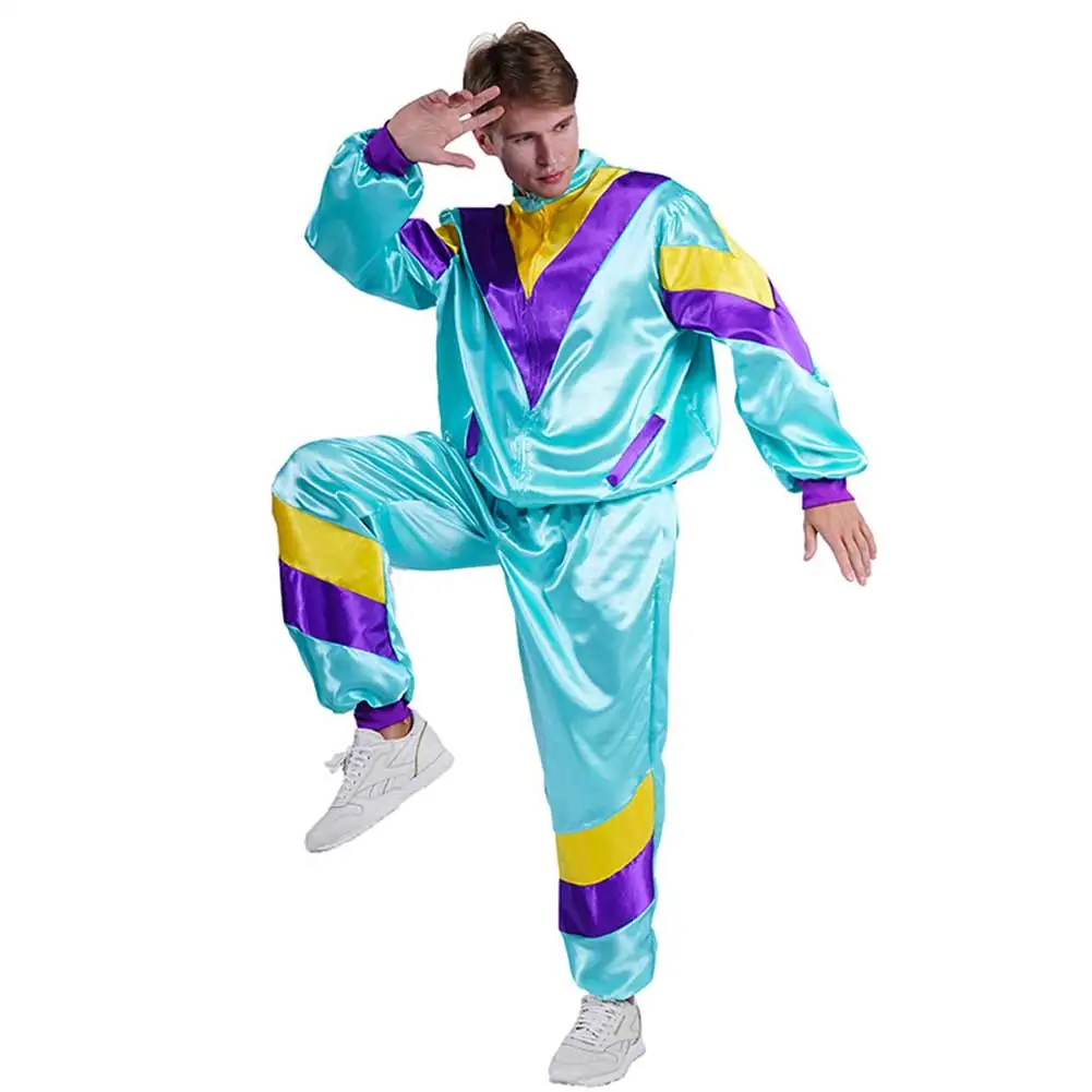 Chándal Retro de hip-hop para hombre y adulto, traje de Cosplay, chaqueta, pantalones, ropa deportiva, trajes de Carnaval de Halloween, 80S, 90S