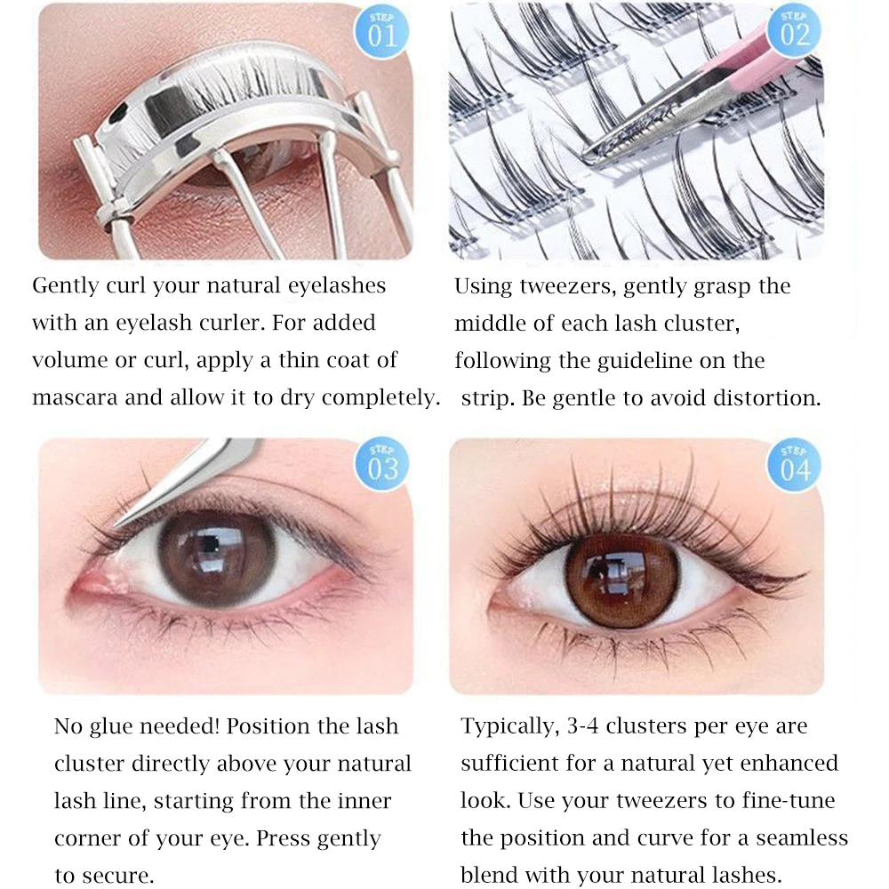 8-10mm Idol Lash Clusters Glue-free False Eyelashes Reusable Self Adhesive Lashes 60 Clusters Large Capacity Eye Lashes  Makeup