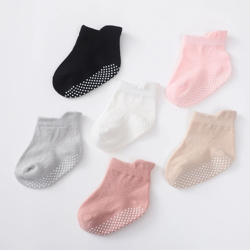 

Non Slip Knitted Baby Socks Comfortable & Safe Baby Floor Socks Cotton Socks Solid Color Socks for Walking & Playtimes