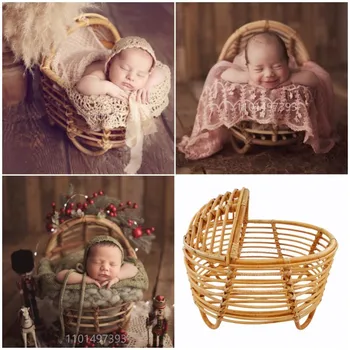New Born Photography Prop Bed Handmade Baby Doll Bed Rattan Bamboo Basket Baby Bebe neonato fotografia puntelli Accessorie Studio