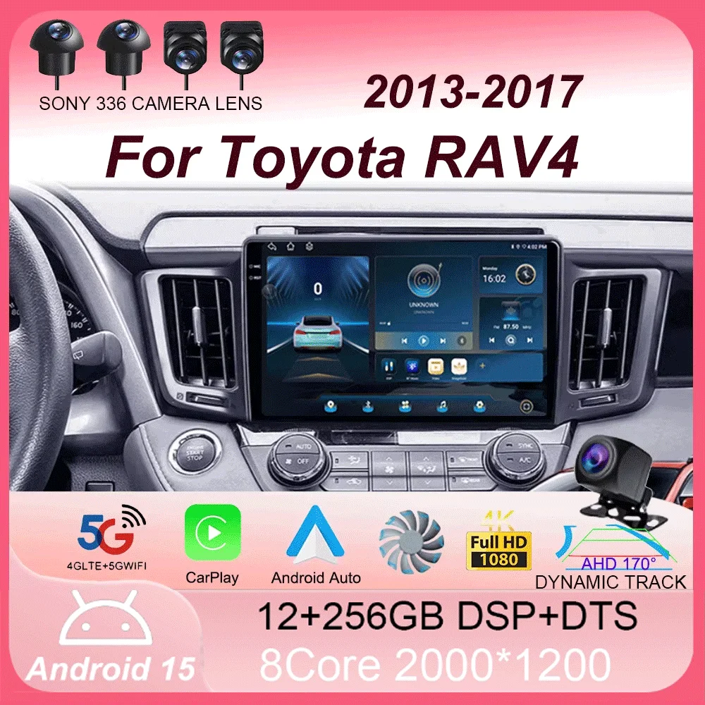 

Автомобильный радиоприемник Android 14 для Toyota RAV4 RAV 4 2013 2014 2015 2016 2017, мультимедийный плеер, 4G Carplay, GPS, стерео головное устройство, авто