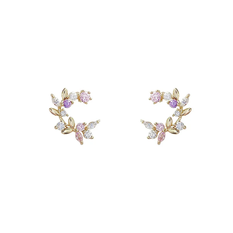 Zircon wicker flowers earrings female