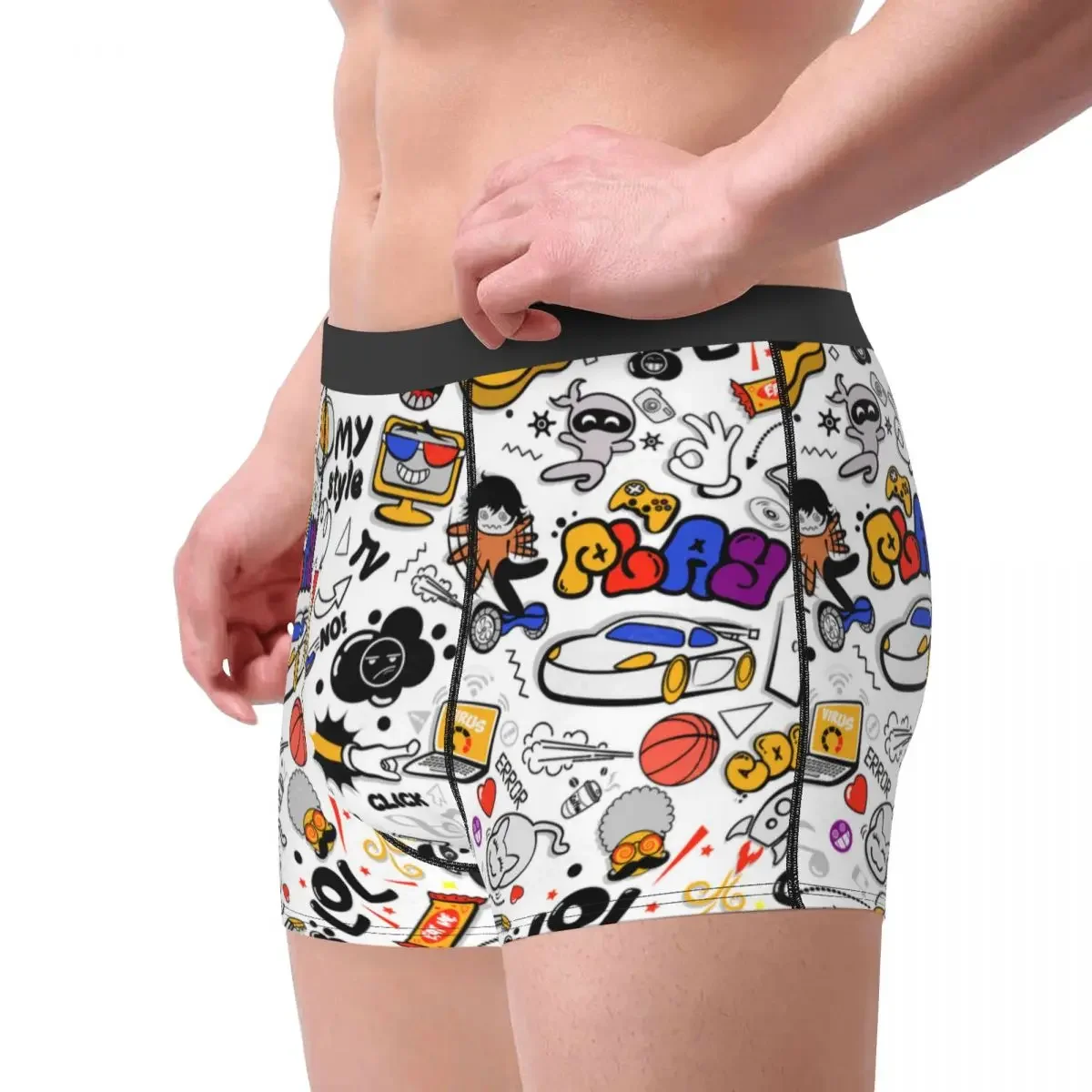 Custom Cartoon Graffiti Style Underwear Men traspirante Graffiti Art Boxer slip Shorts mutandine morbide mutande Sexy per Homme