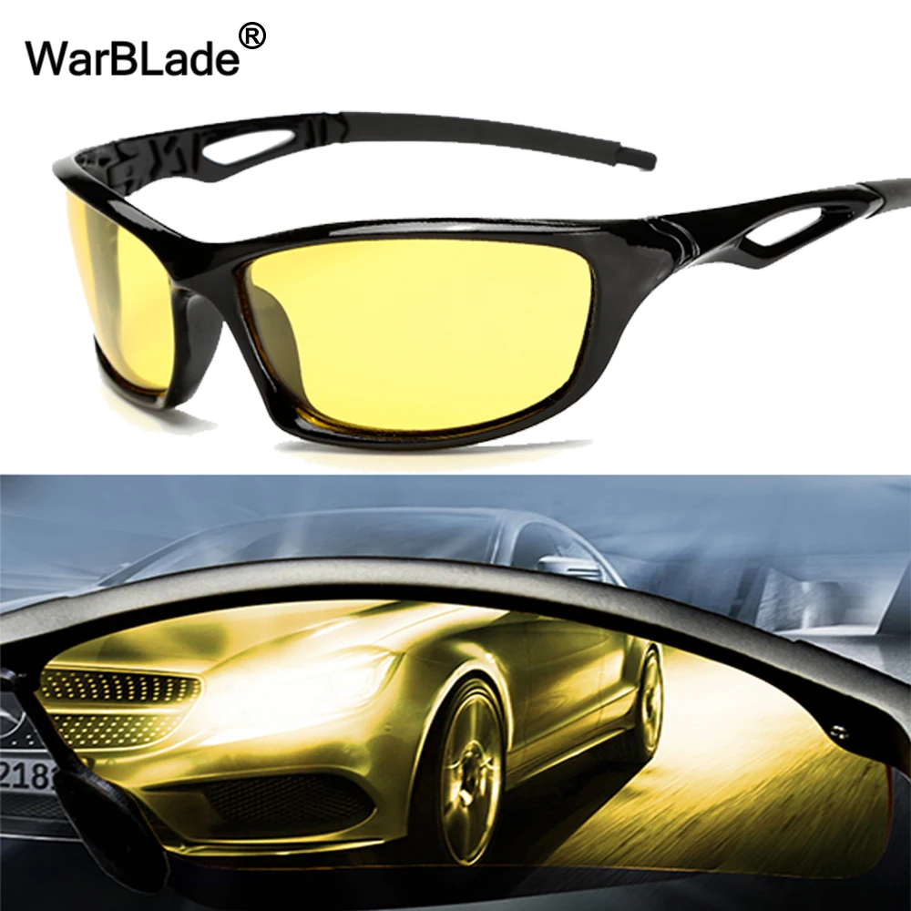 2018 New Yellow Lense Night Vision Driving Glasses Men Polarized Driving Sunglasses Polarized Goggles Reduce Glare WarBLade