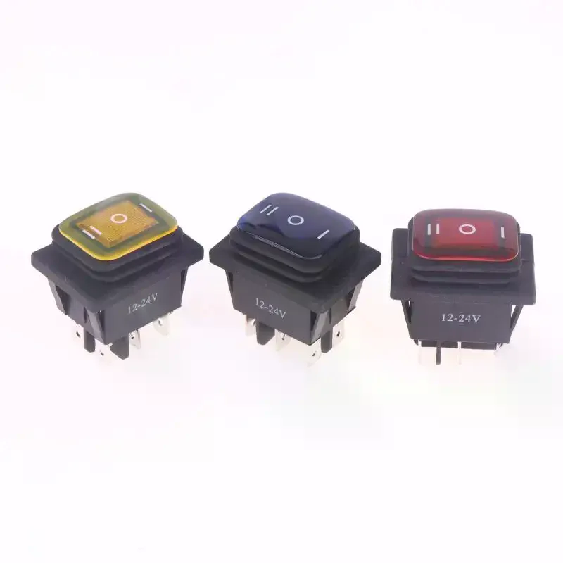 1 قطعة T85 KCD4 مفتاح الروك - 6-Pin ON/OFF/ON 12V/220V مع ضوء أحمر/أخضر/أزرق، 16A 250VAC، 30x22mm مقاوم للماء