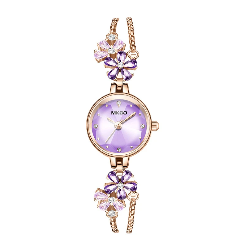 UTHAI W39 Women\'s Fashion Light Luxury Quartz Bracelet Watch Waterproof Premium Exquisite Violet Crystal Female\'s Watches Gift