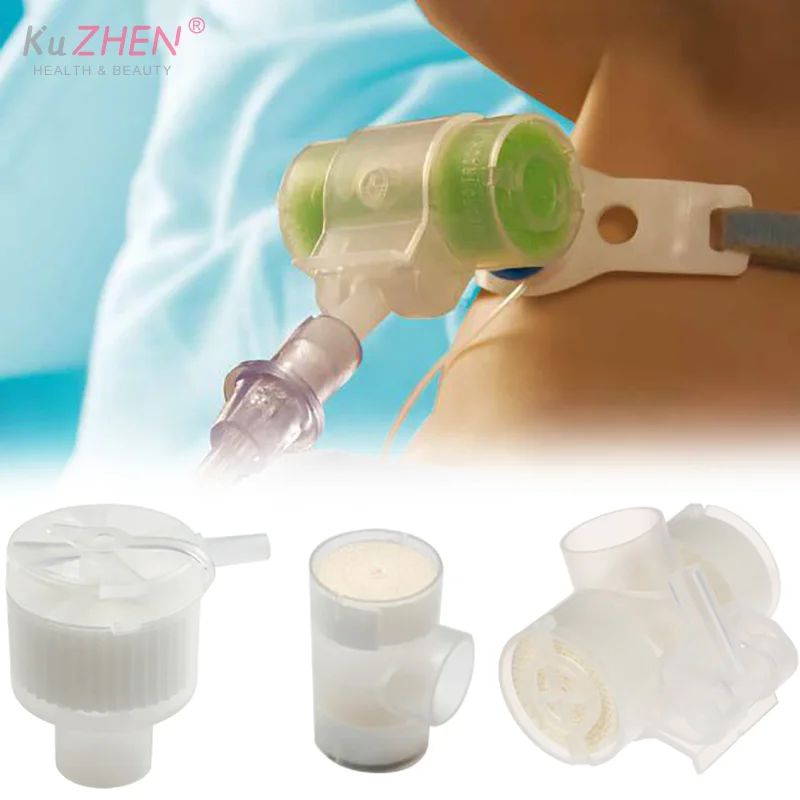 1/2/3/4 قطعة الأنف الاصطناعي الطبي القابل للتصرف مع منفذ إدخال الأكسجين الترطيب القصبة الهوائية تنفيس مبادلات الرطوبة الحرارية #2