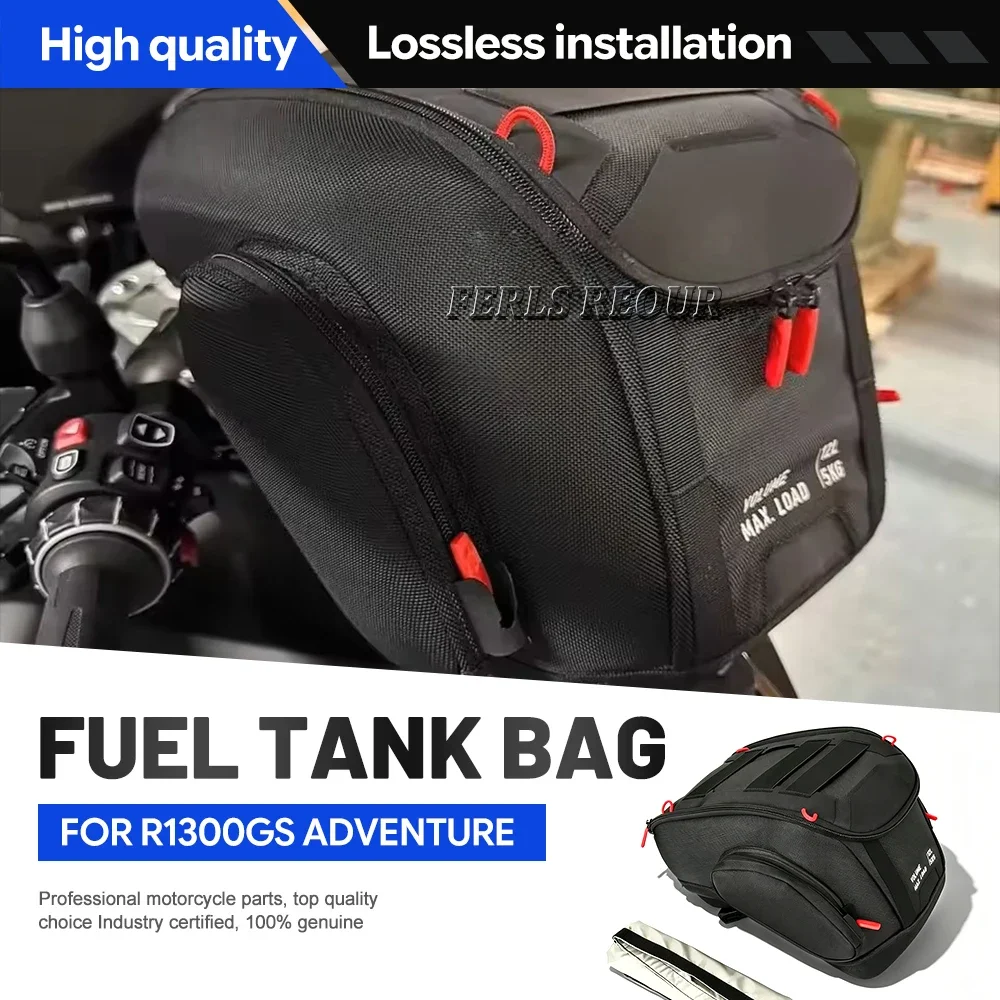 Motorcycle accessories for BMW R1300GS 2024-2025: R1300GS Adventure fairing, left and right radiator bags, waterproof bags.