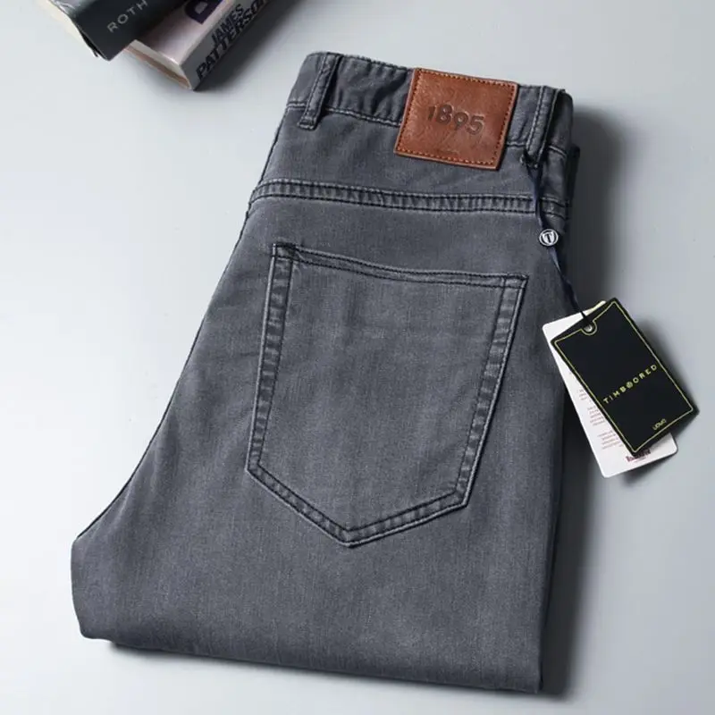 New Original Fashion Luxury Quality Cowboy Luxury Grey Straight-Leg Korean Washed Men's Soft Jeans Trousers Streetwear Pants