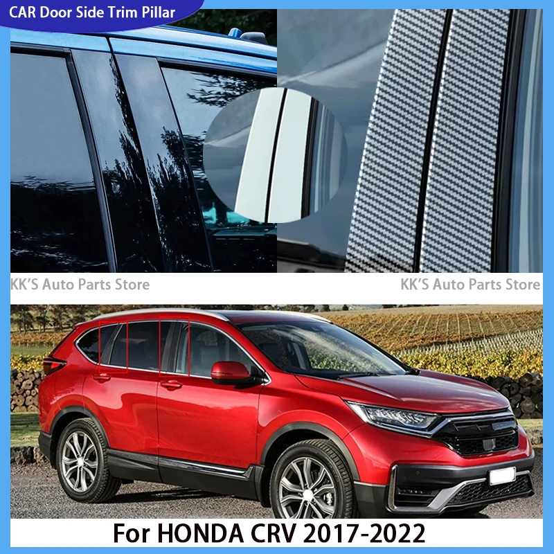 

6Pcs Gloss Black Pillar Posts Door Side Decor Fit For HONDA CRV 2017 2018 2019 2020 2021 2022 Window Cover BC Colum Sticker