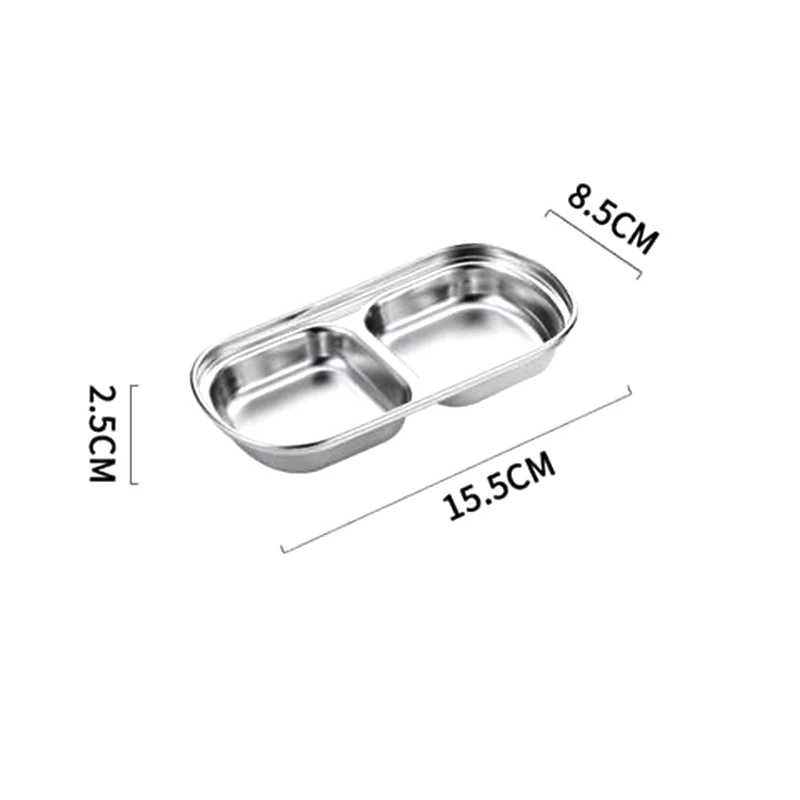 Stainless Steel Sauce Dish Spice Plates Gravy Boats Appetizer Serving Tray Rectangle Divided Oil Spice Dipping Tray Small Dish