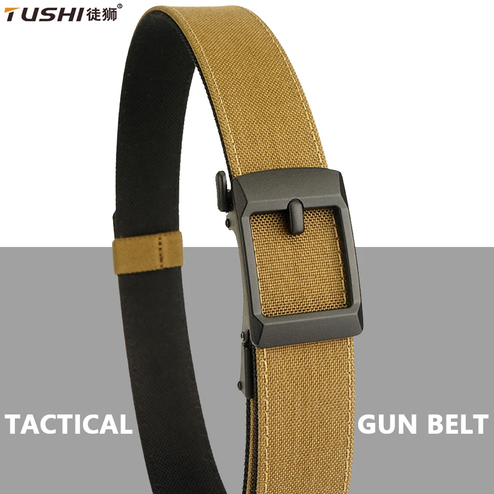 

TUSHI Men's Belt Outdoor Camouflage IPSC Gun Hard Tactical Belt Mountaineering Belt Nylon Military Belt Work Belt Neutral Belts