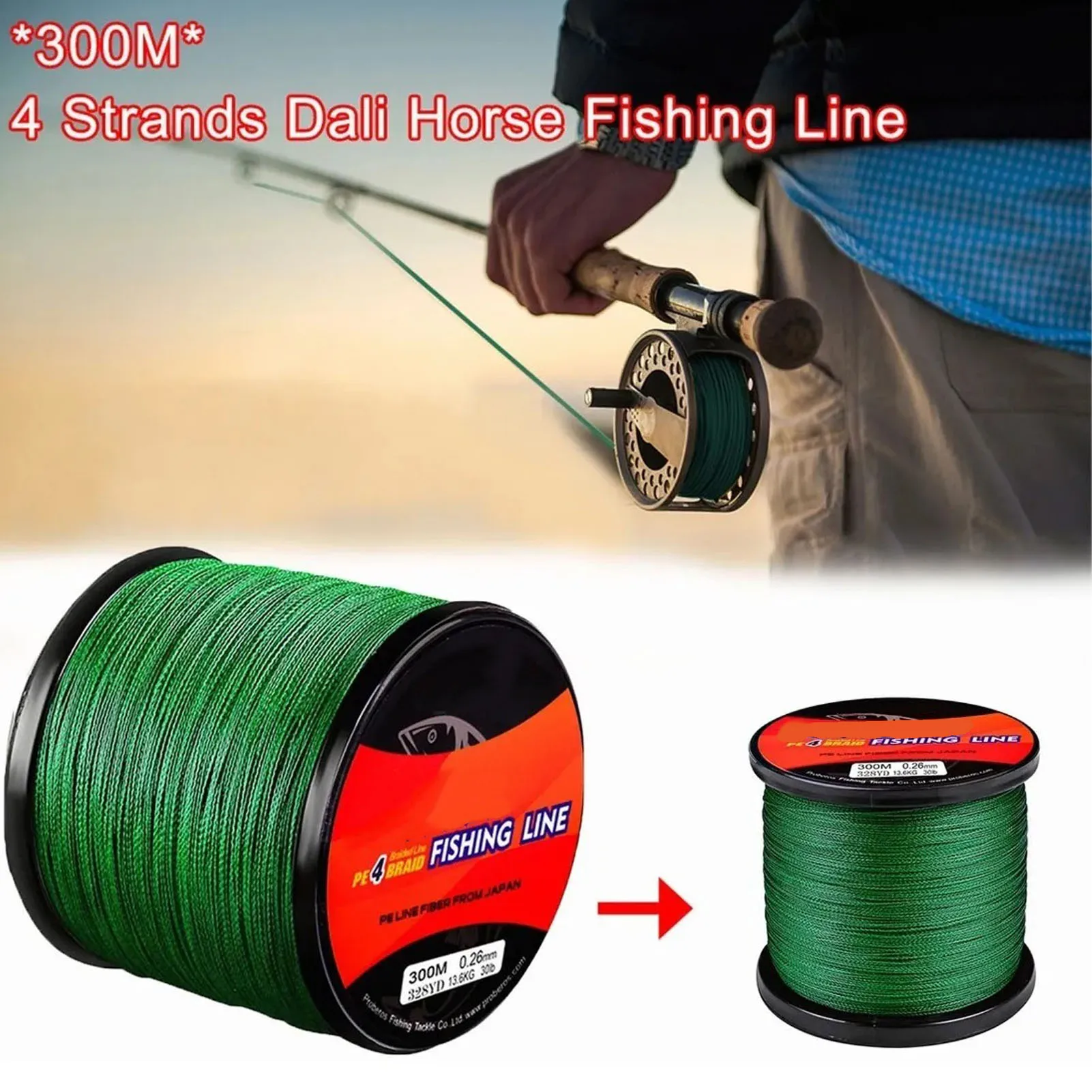 Braided Fishing Line PE Fishing Line PE Braided Fishing Line 300m 30lb 2.5 Rock Sea Fishing Line for Saltwater Freshwater Green