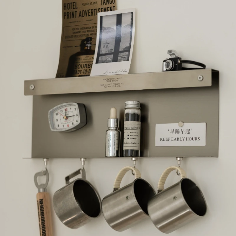 Bauhaus Wall Decoration Shelf Industrial Wind Baffle Wall Magnetic Entrance Stainless Steel Rack Message Board