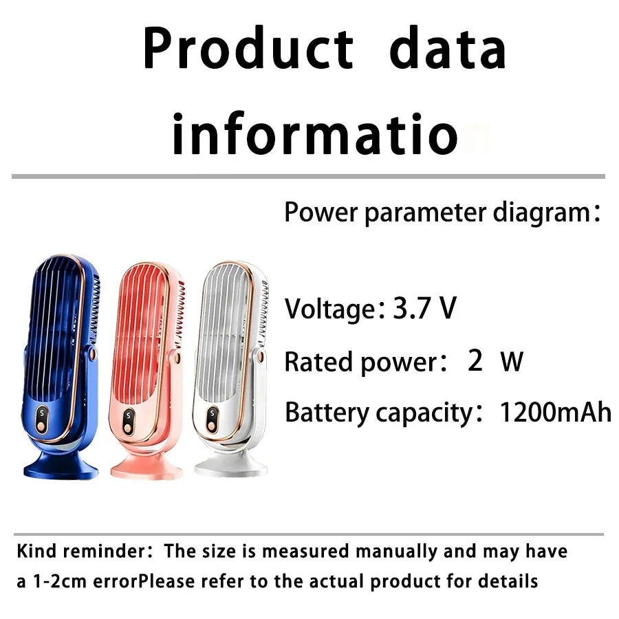 Neuer Verbesserter Tragbarer Schreibtischventilator mit Doppelmotor, Große Kapazität, Wiederaufladbarer Akku, Moderner USB-Kühlventilator, Leiser Persönlicher Ventilator für Unterwegs – Detail 11