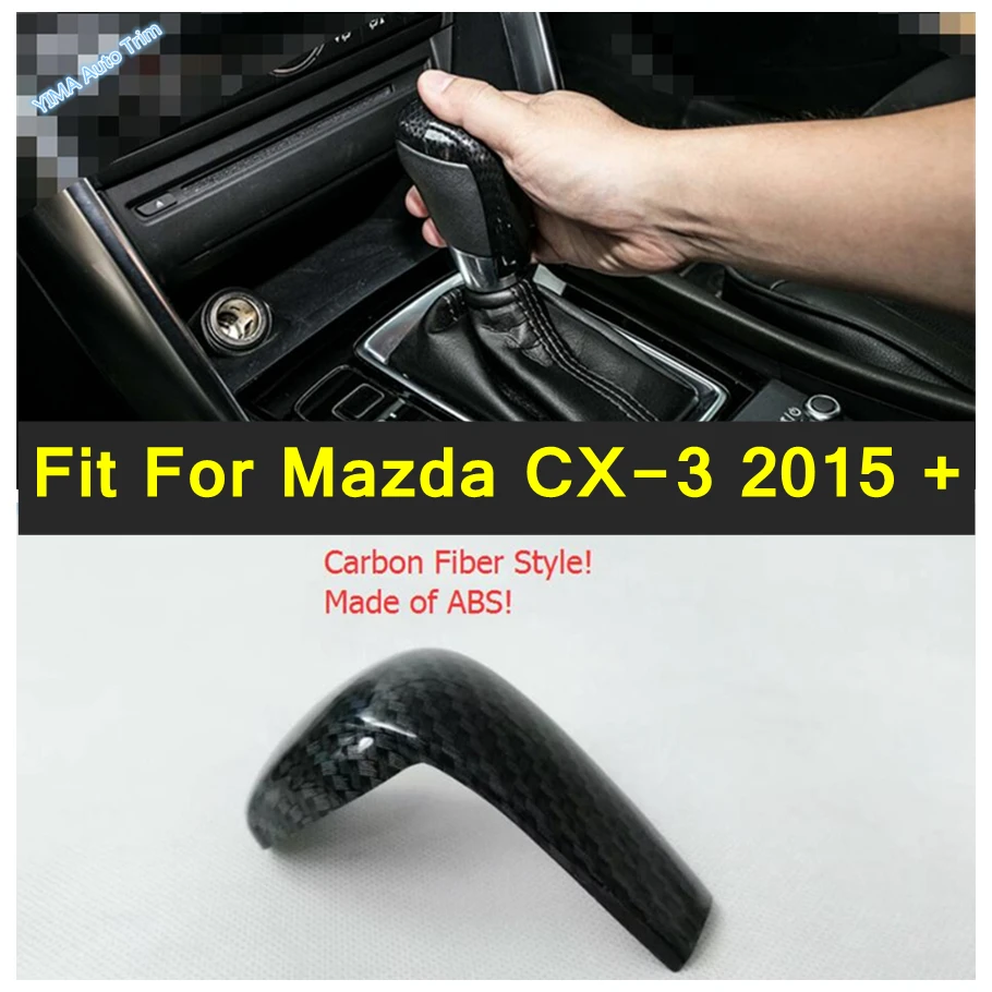 

Car Gear Shift Head Knob Decoration Protection Sport Style Cover Trim Fit For Mazda CX-3 2015 - 2021 Carbon Fiber Accessories