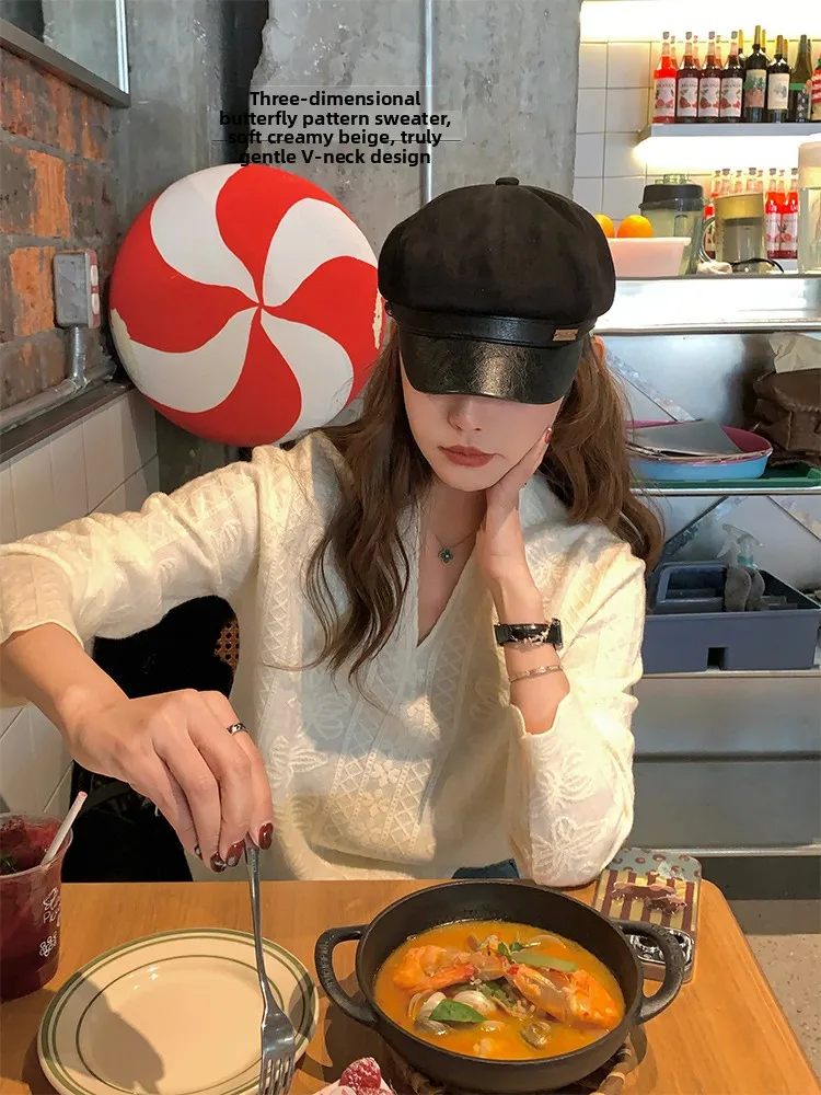 

Свитер с узлом V-Ne Milkin Sle Commute Faion, стандартная длина, без бренда, зима 2024, женский трикотаж