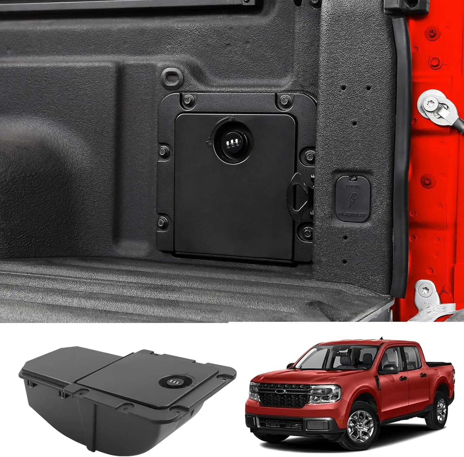 Bed Cargo Partition Storage Bin with Code Lock Compatible with Ford Maverick XL 2025 2024 2023 2022 Accessories,Rear Truck Side