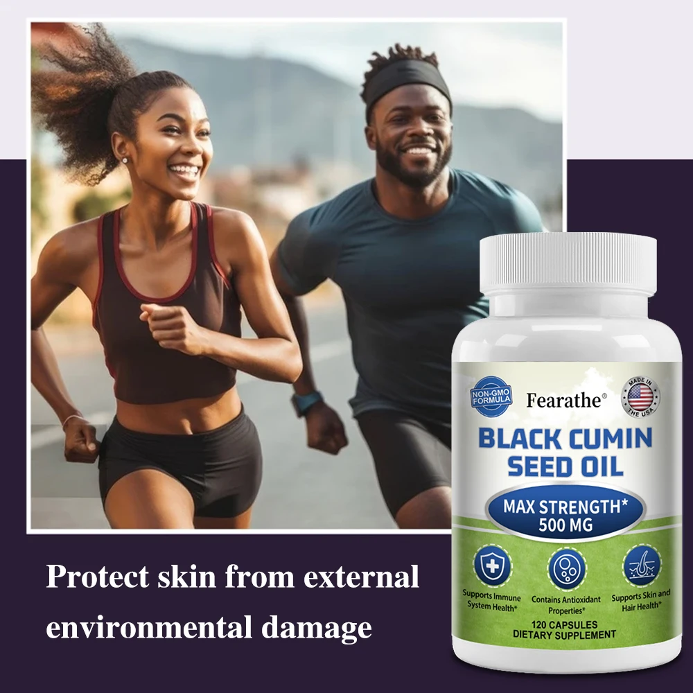 

Organic High-potency Black Cumin Seed Oil Capsules for Immune, Joint, and Digestive Support, Hair, and Skin Health, 120 Capsules