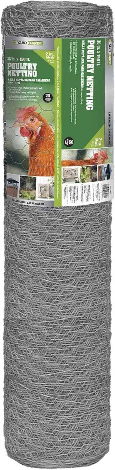 

2 in. Twisted Mesh Wire Fence, 36 in. x 150 ft., 20-Gauge Galvanized Steel for Poultry Netting, Chicken Coops, Garden Protection