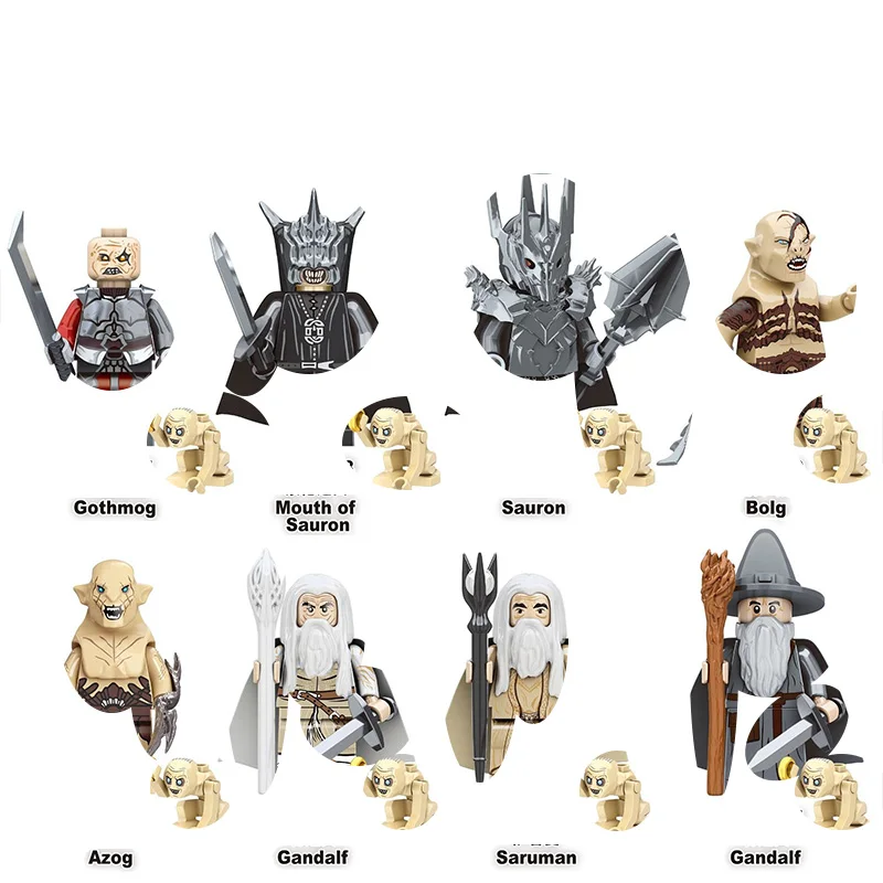 Minifiguras de Sauron, Gandalf, Saruman, Gothmog y Azog, Bloques de Construcción, Figuras de Acción con Espadas y Bastones, Set Coleccionable para Fans