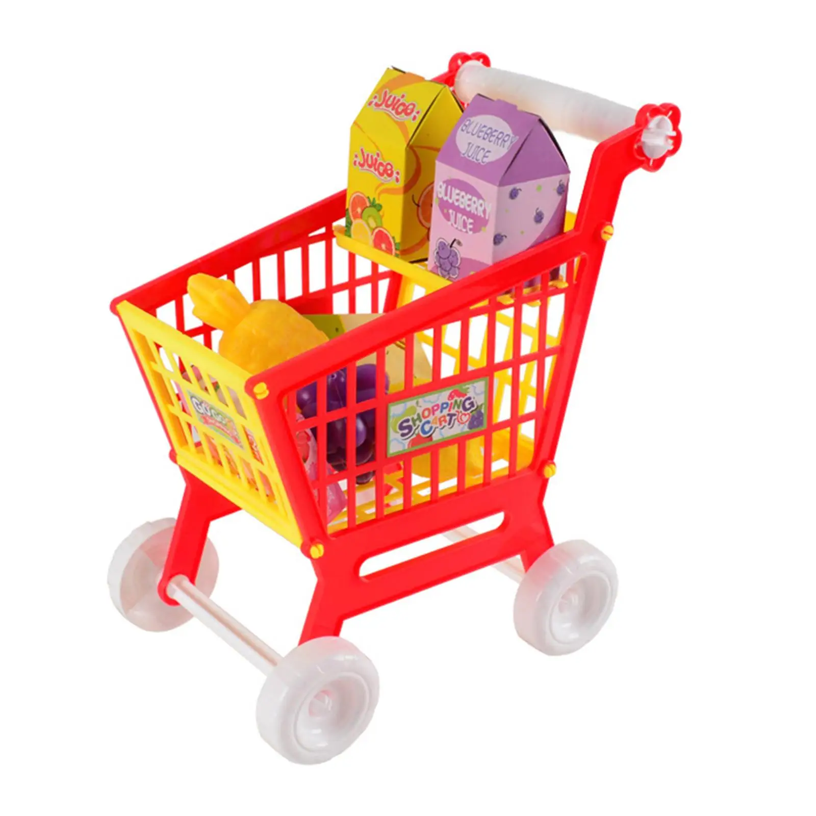 مجموعة عربة تسوق للأطفال مع ألعاب تخزين مكتبية ملحقة للعب التظاهري باللون الأحمر #3
