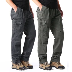 Men' Loose Casual Pants Big Size Multi Pocket Cargo Pants Outdoor Tactical Jogger Pants Hiking Campus Outfit Mens Pants 5XL