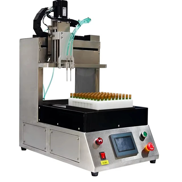 Ampoule Small Scale Liquid Filling Machine High Speed Precision 2 Heads Valveless Ceramic Plunger Pump Filling Machine