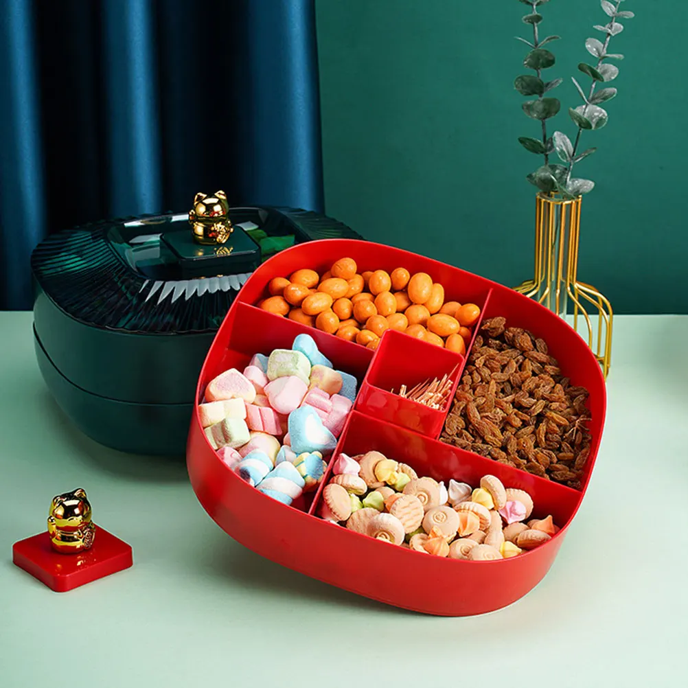 

Double Layer Fruit Plate Party Dessert Stand Plastic Serving Trays with Lid Vegetable Cookie for Parties