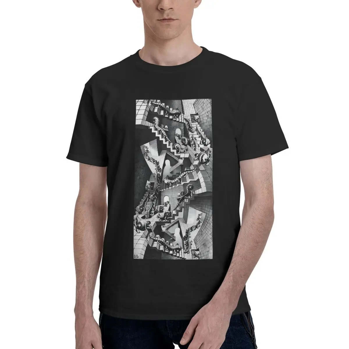 

MC Escher, 100% хлопок, повседневная дышащая удобная одежда, забавные мужские футболки, мужские подарки