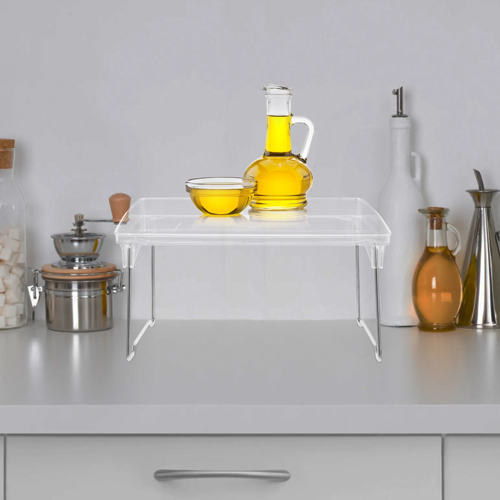 

Transparent Foldable Storage Rack Shelves Desk Cosmetics Sundries ganizer Safe Edge Protection Dorm Home Office Kitchen
