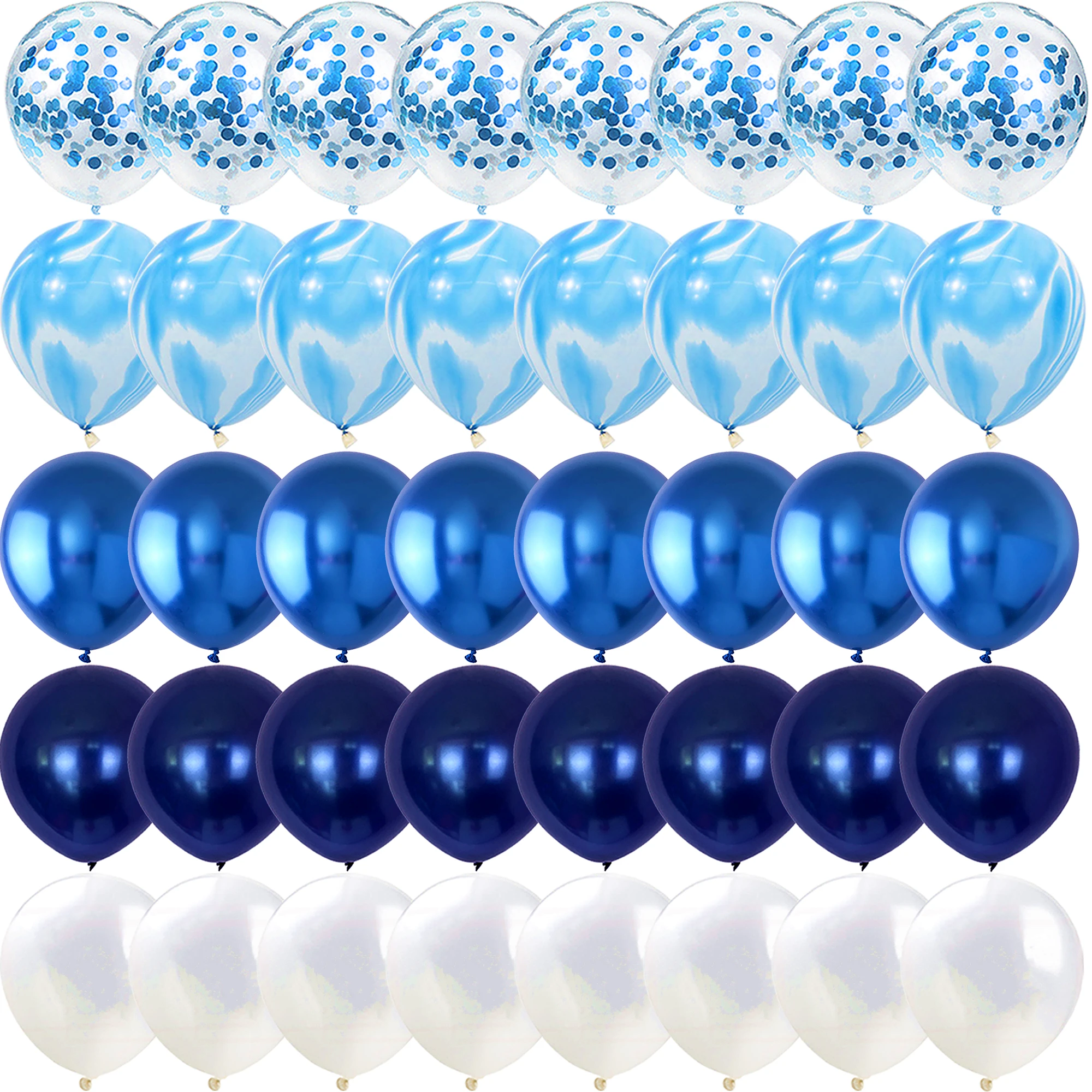 

40 Pcs Blue Set Agate Marble Balloons GOLDEN Confetti Balloon Wedding Valentine's Day Baby Shower Birthday Party Decorations