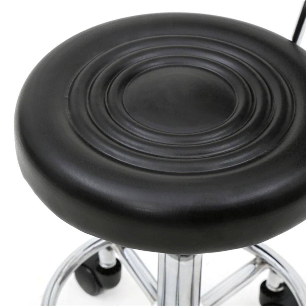 Runder, verstellbarer Salonhocker mit Rückenlehne und Leine in Schwarz