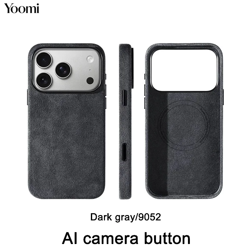 Włoskie etui magnetyczne ALCANTARA do iPhone 18 17 Pro Max z MagSafe, skórzana osłona, ochrona przycisku aparatu, etui na tył telefonu — zdjęcie produktu 6