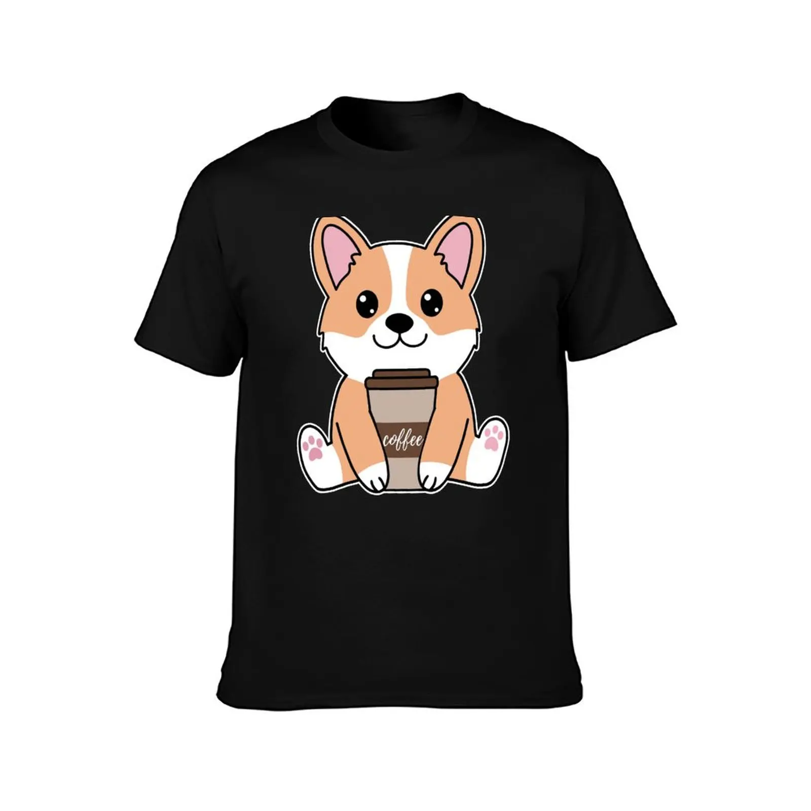 Kawaii Corgi holding a cup of coffee T-Shirt t shirt personalised T-Shirt