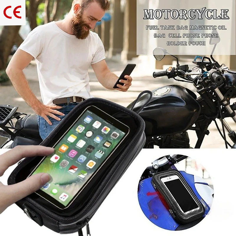 

M/L Size Magnetic Tank Bag, Waterproof Lightweight Motorcycle Pack with Phone Holder, Black Gear for Outdoor Motorbike Adventure