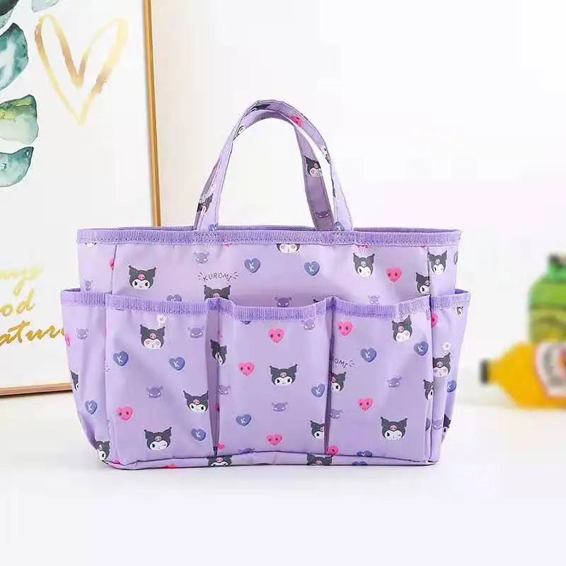 Sanrio Storage Bag Hello Kitty Cinnamoroll Kuromi Diaper Bottle Bag Portable Shopping Bag Lunch Bag Bento Case Women Makeup Bag