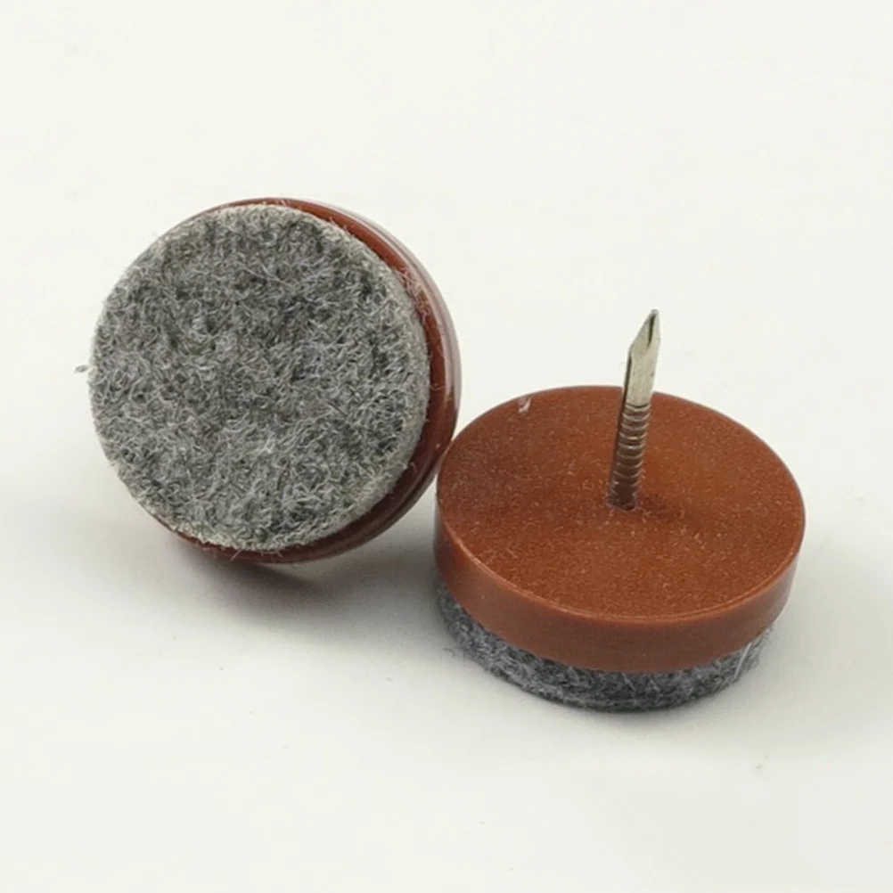 

40pcs 24Mm Felt Furniture Foot Pads Brown Metal Screw Chair Glides Floor Protectors For Parquet Laminate Wood Marble Pvc Scratch