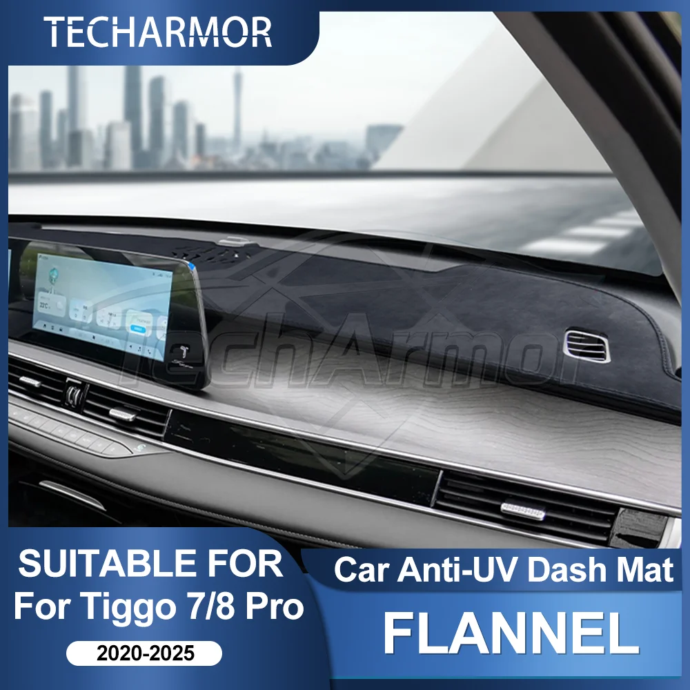 Für Tiggo 7 8 PRO 2020-2025 Flanell-Armaturenbrettabdeckung Sonnenschutz Anti-UV Rutschfeste Armaturenbrettmatte Innenraumzubehör