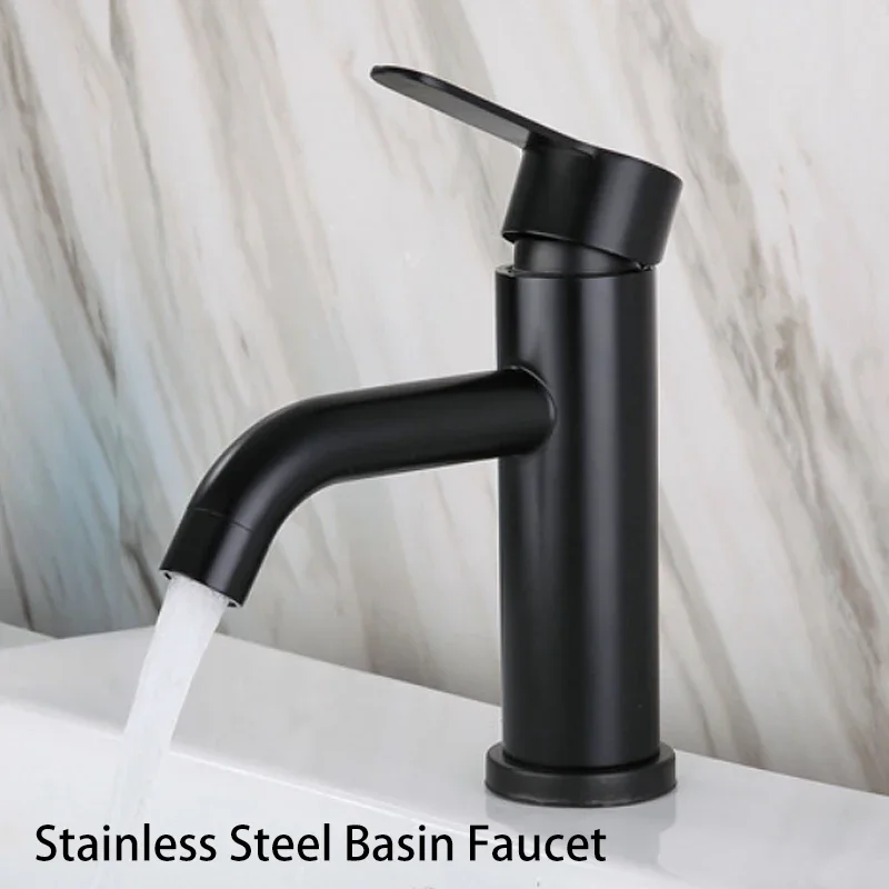 

Black Basin Faucet Bathroom Sink Faucet Stainless Steel Washbasin Tap Hot Cold Water Sink Mixer Bathroom Crane Tap