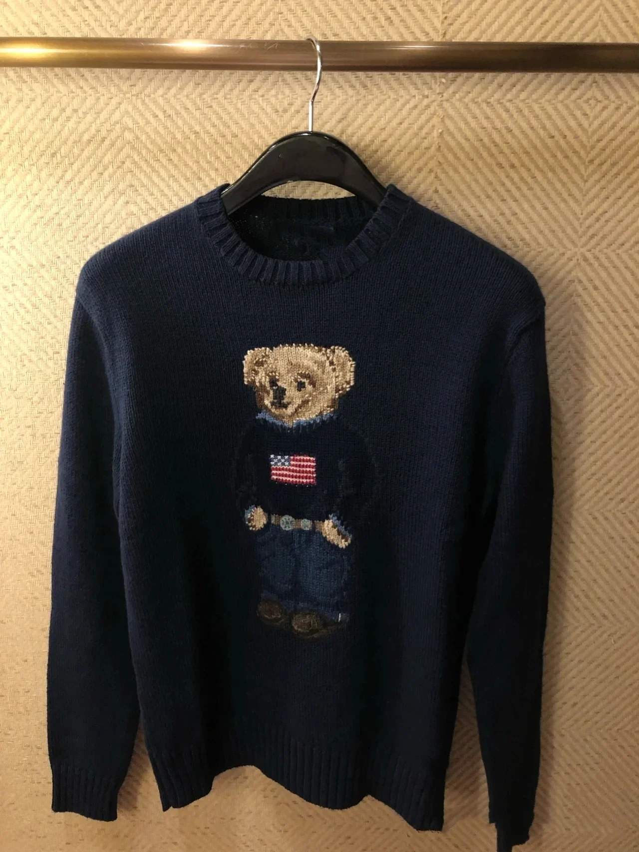 

RL Bear Cardigan Spring New Women's One Color Sweater Round neck Y2k cute Cotton High Quality Tops Casual Men's clothing