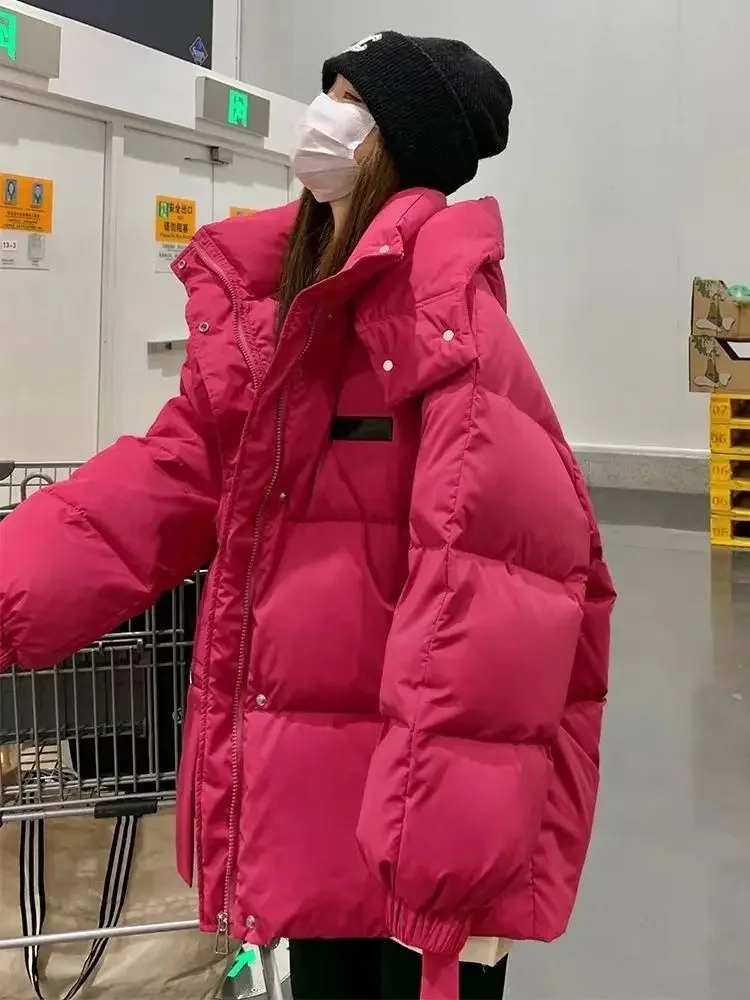 

Winter Coat Clothing Trend Warmth Thick Puffer Jackets Parkas Bread Coat Hooded Long Sleeve Outerwear Loose Hot Sale Tops JJ1226