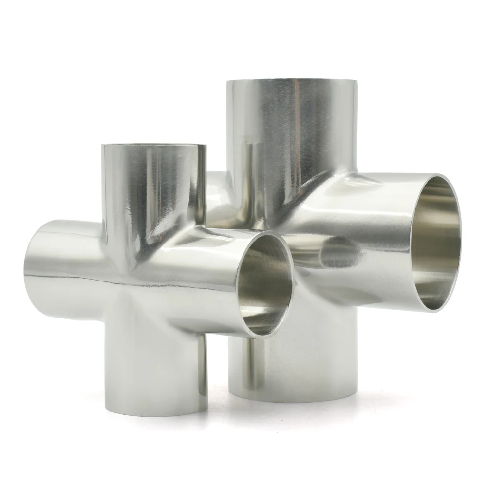 

19/25/38/45/51/57/63/76/89/102mm outer diameter SS304 stainless steel sanitary welding 4-way pipe fittings splitter self-made