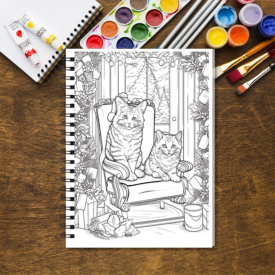 Adult Coloring Book - 8.3x 11.2 Inch 32 Pages Cute Animal Coloring Book - Helps Reduce Stress and Ease Emotions