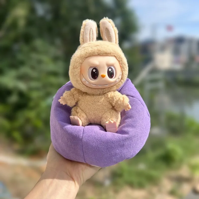 소파 전용 17cm 라부부 인형 헤어 패션 플란넬 소파베드 소프트 카우치 플러시 장난감 자동차 액세서리 미니 소파베드 블라인드 박스 장난감